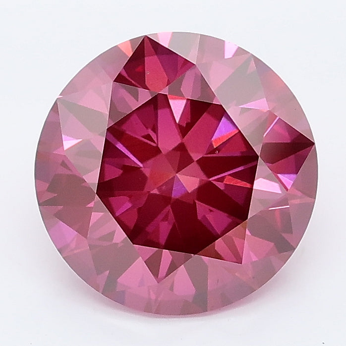 3.05 carat fancy vivid pink round lab grown diamond VS2 clarity