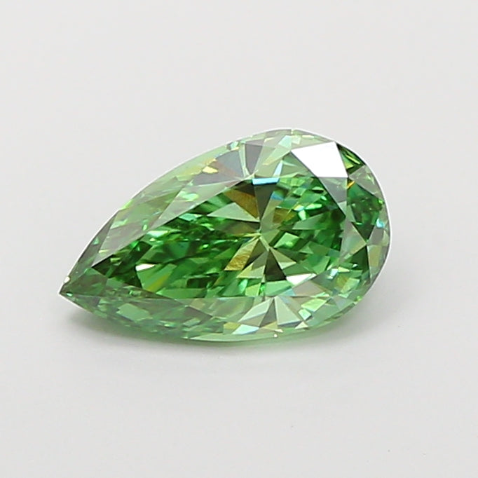 1.66 carat fancy vivid green pear lab grown diamond VVS2 clarity