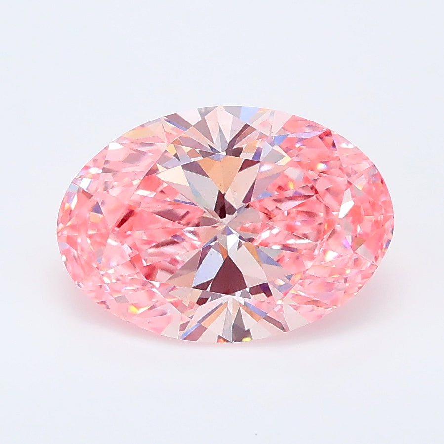 2.06 carat fancy vivid pink oval lab grown diamond VS1 clarity