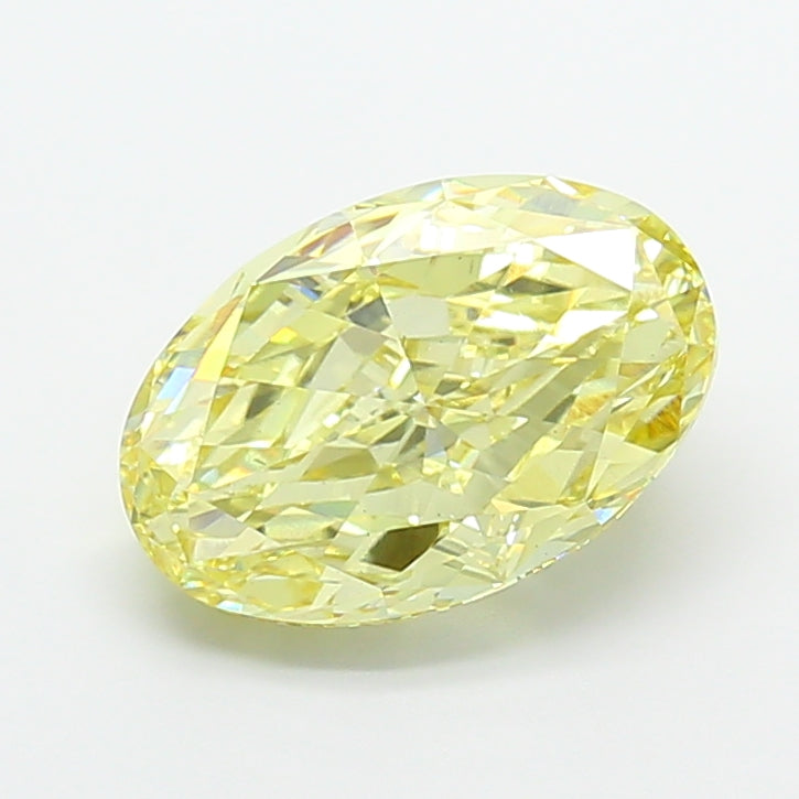 5.13 carat fancy intense yellow oval lab grown diamond VS2 clarity