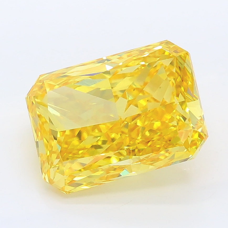 4.03 carat fancy vivid yellow radiant lab grown diamond VVS2 clarity