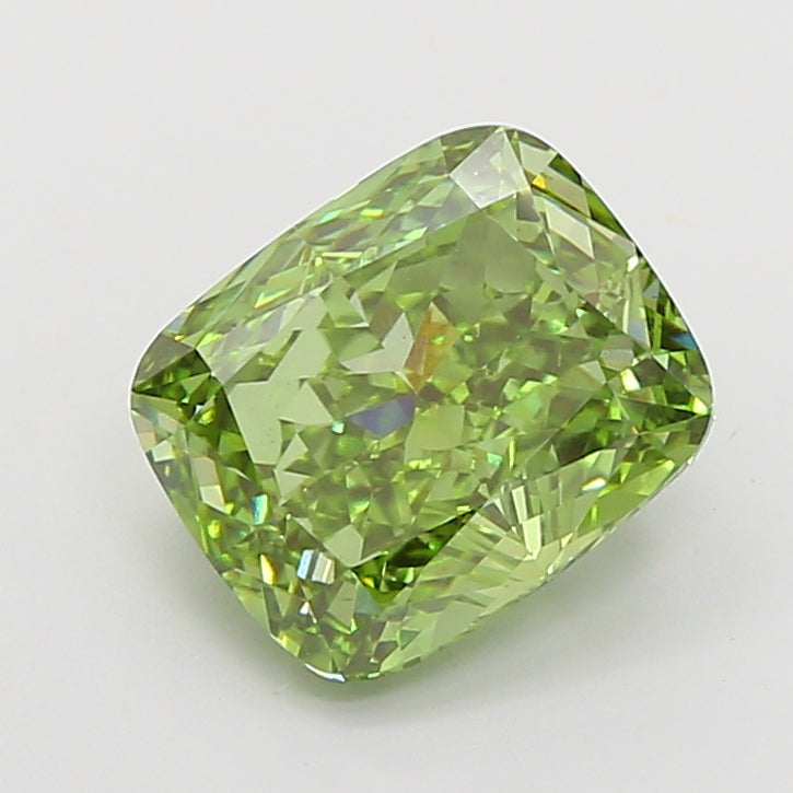 4.02 carat fancy vivid green cushion lab grown diamond VS1 clarity