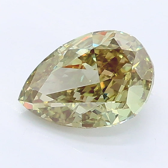1.02 carat fancy vivid green pear lab grown diamond VVS2 clarity