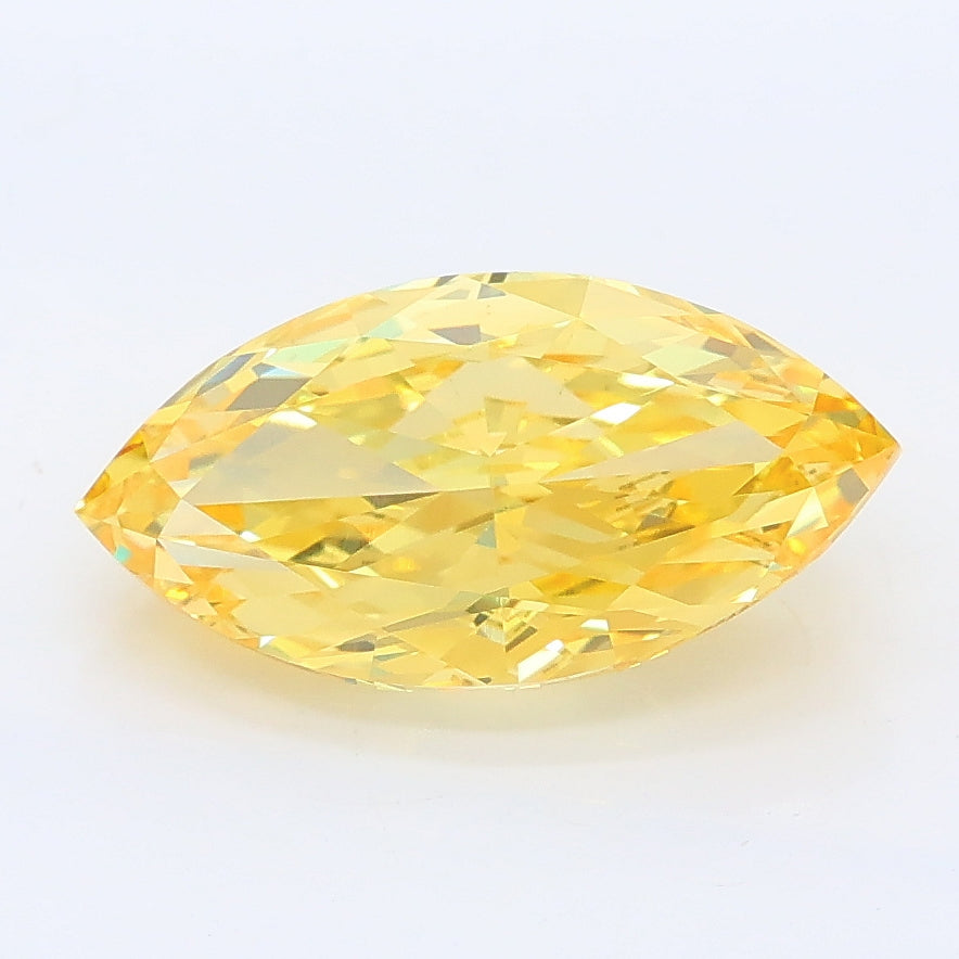 2.57 carat fancy vivid yellow marquise lab grown diamond VS1 clarity