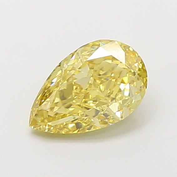 1.58 carat fancy vivid yellow pear lab grown diamond VVS2 clarity