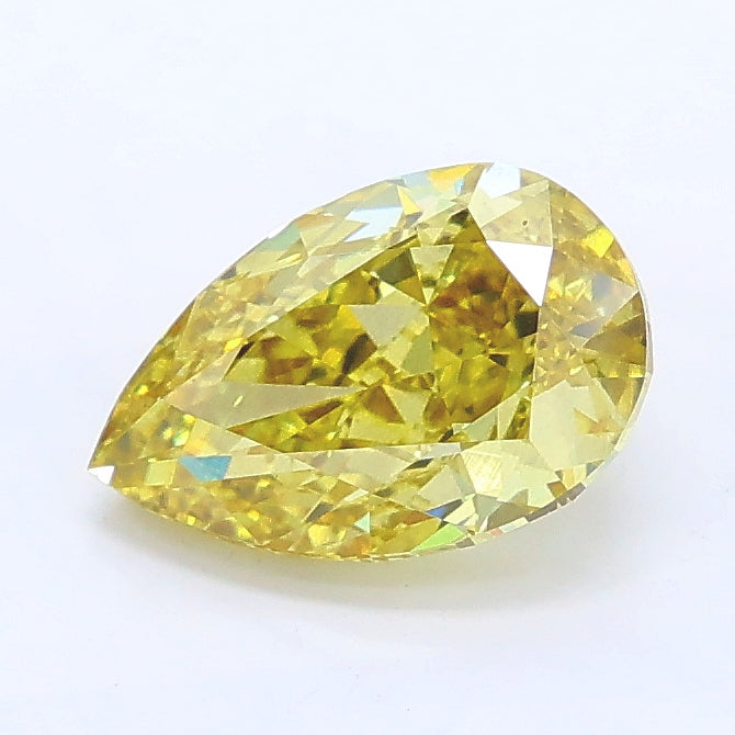 1.52 carat fancy intense yellow pear lab grown diamond VS2 clarity
