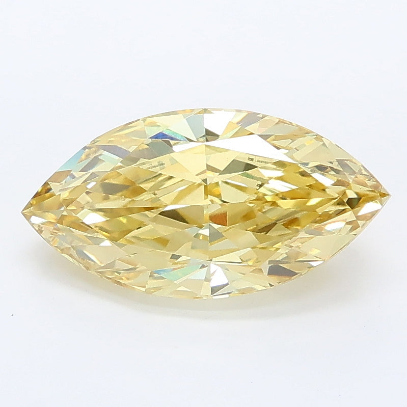 2.01 carat fancy intense yellow marquise lab grown diamond VVS2 clarity