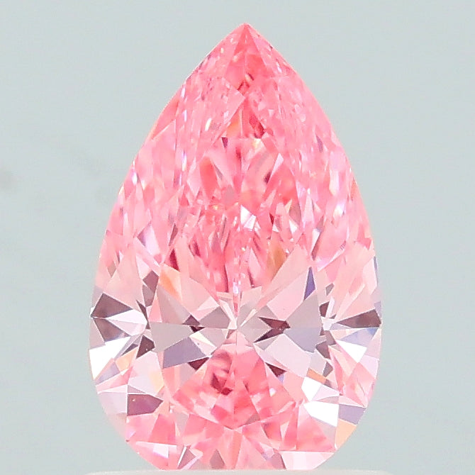 0.77 carat fancy vivid pink pear lab grown diamond VVS2 clarity