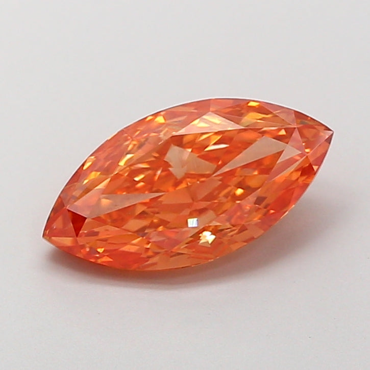 2.01 carat fancy vivid pinkish orange marquise lab grown diamond VS2 clarity