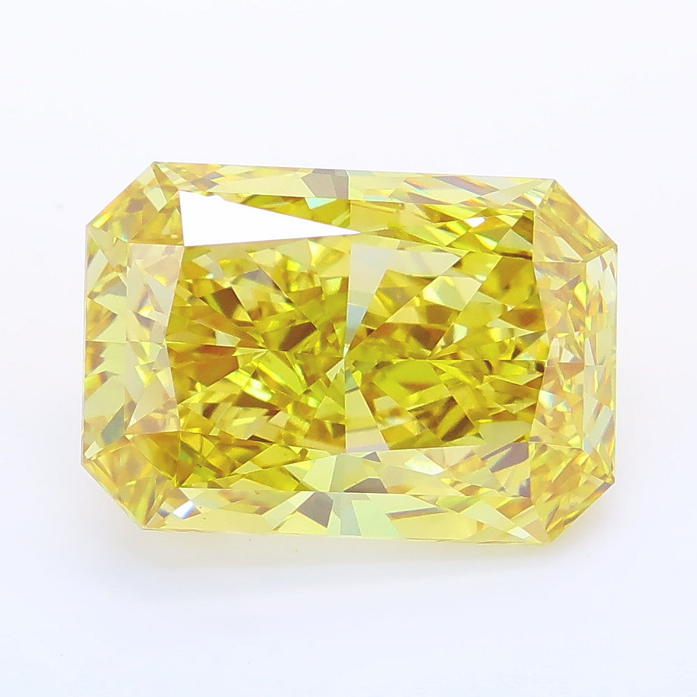 6.76 carat fancy intense yellow radiant lab grown diamond VS1 clarity