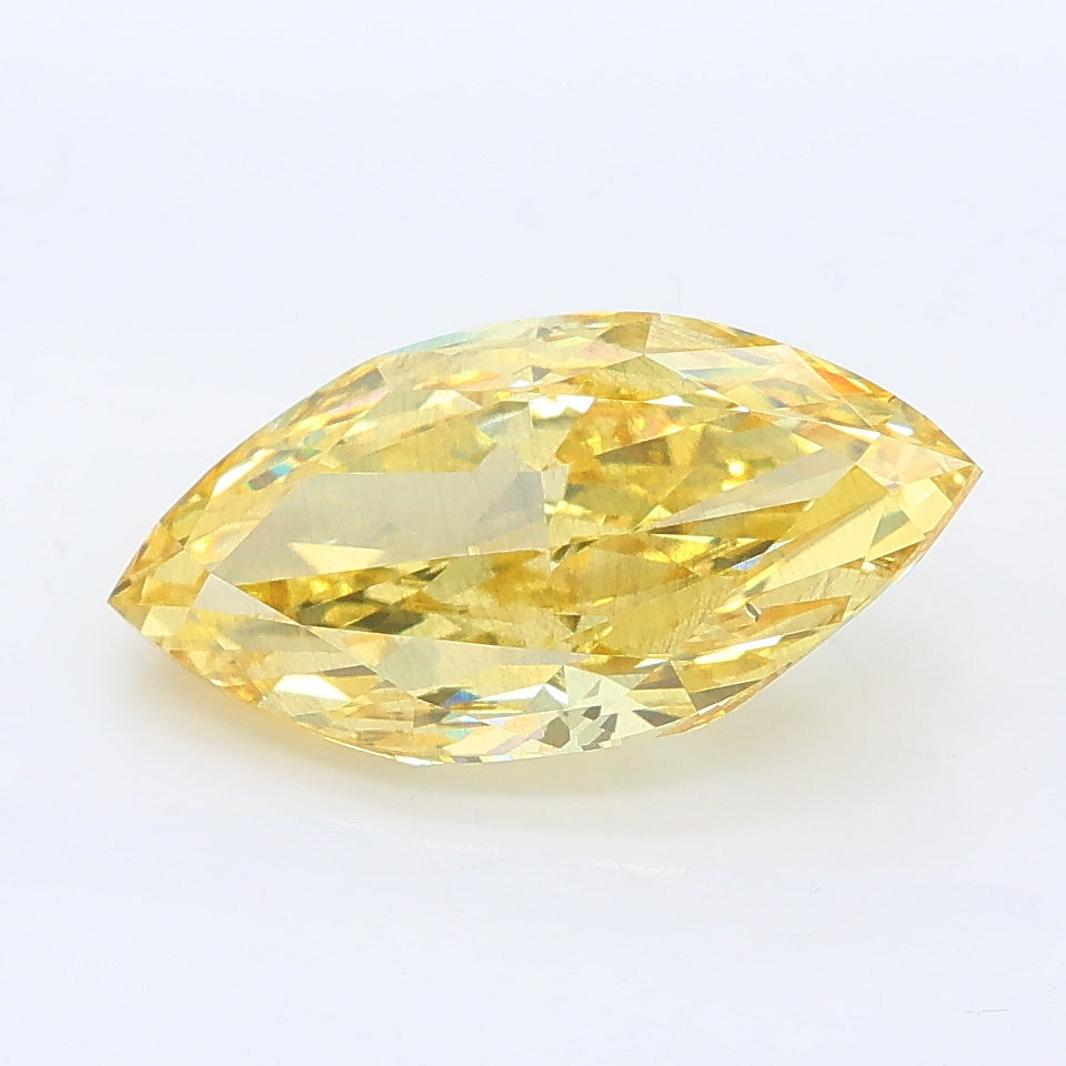 2.61 carat fancy intense yellow marquise lab grown diamond SI1 clarity