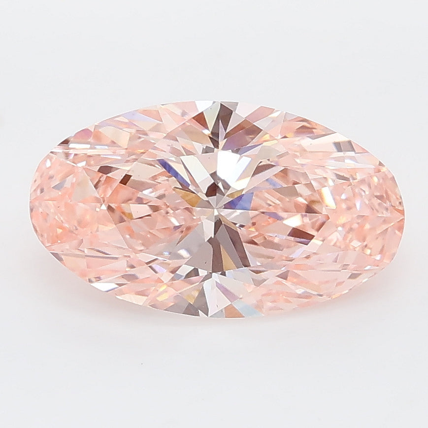 2.44 carat fancy vivid pink moval cut lab grown diamond VS1 clarity