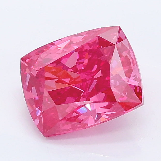 1.62 carat fancy vivid pink cushion lab grown diamond VVS2 clarity