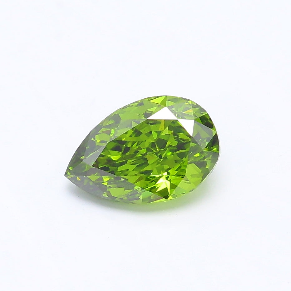 1.03 carat fancy vivid green pear lab grown diamond VS1 clarity