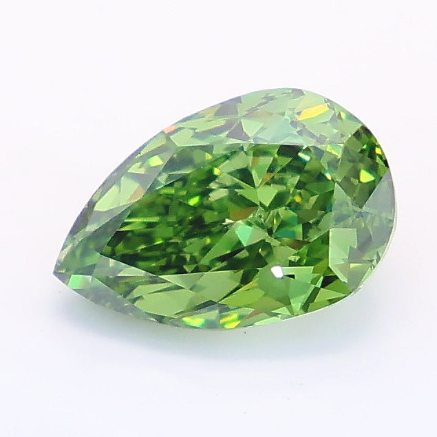 1.66 carat fancy vivid green pear lab grown diamond VVS2 clarity