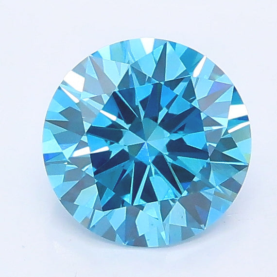 1.21 carat fancy vivid blue round lab grown diamond SI1 clarity