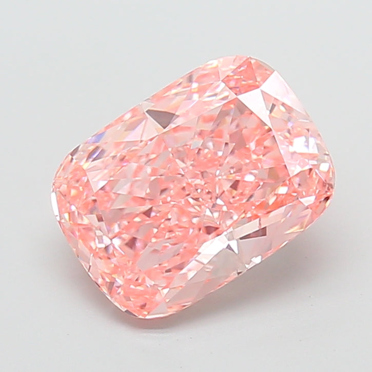 5.02 carat fancy vivid pink cushion lab grown diamond VS1 clarity