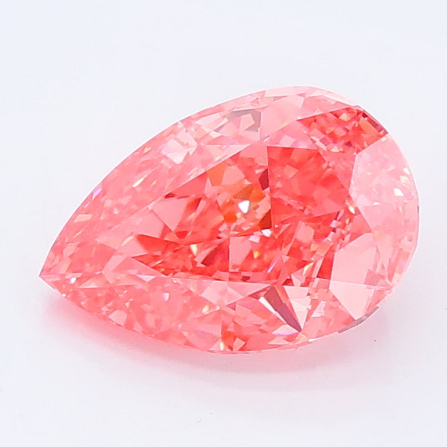 1.51 carat fancy vivid pink pear lab grown diamond VVS2 clarity