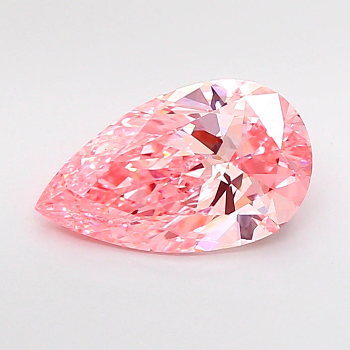 2.54 carat fancy vivid pink pear lab grown diamond VS2 clarity
