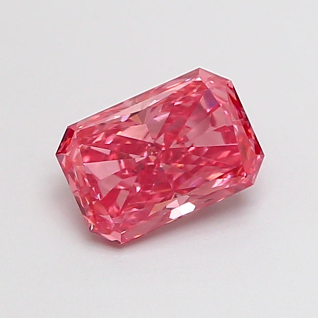 0.71 carat fancy vivid pink radiant lab grown diamond VVS2 clarity