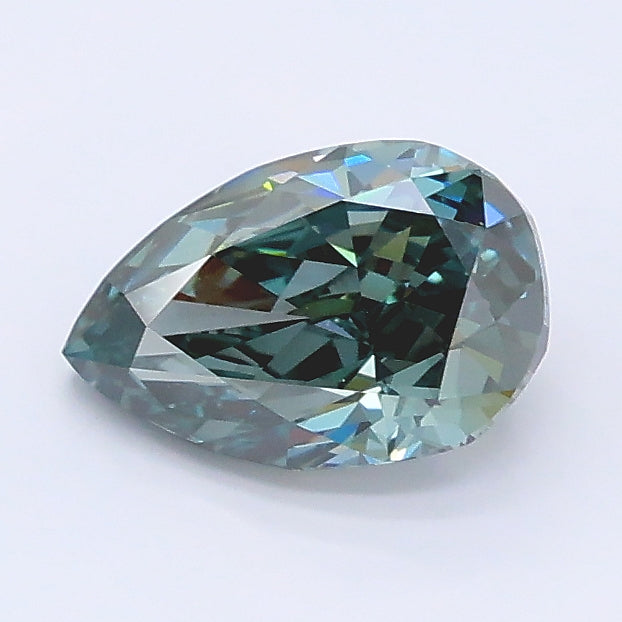 1.08 carat fancy intense green pear lab grown diamond VVS1 clarity