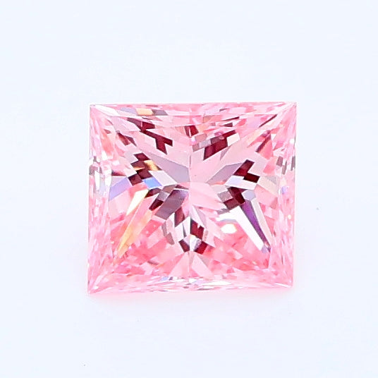 0.49 carat fancy intense pink princess lab grown diamond VS2 clarity