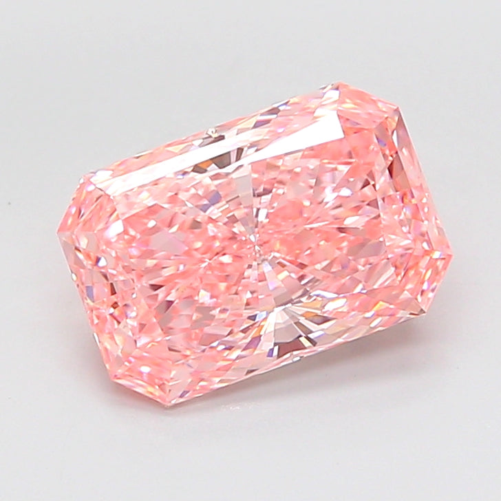 4.51 carat fancy vivid pink radiant lab grown diamond VS1 clarity