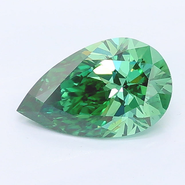 1.04 carat fancy vivid green pear lab grown diamond VS1 clarity