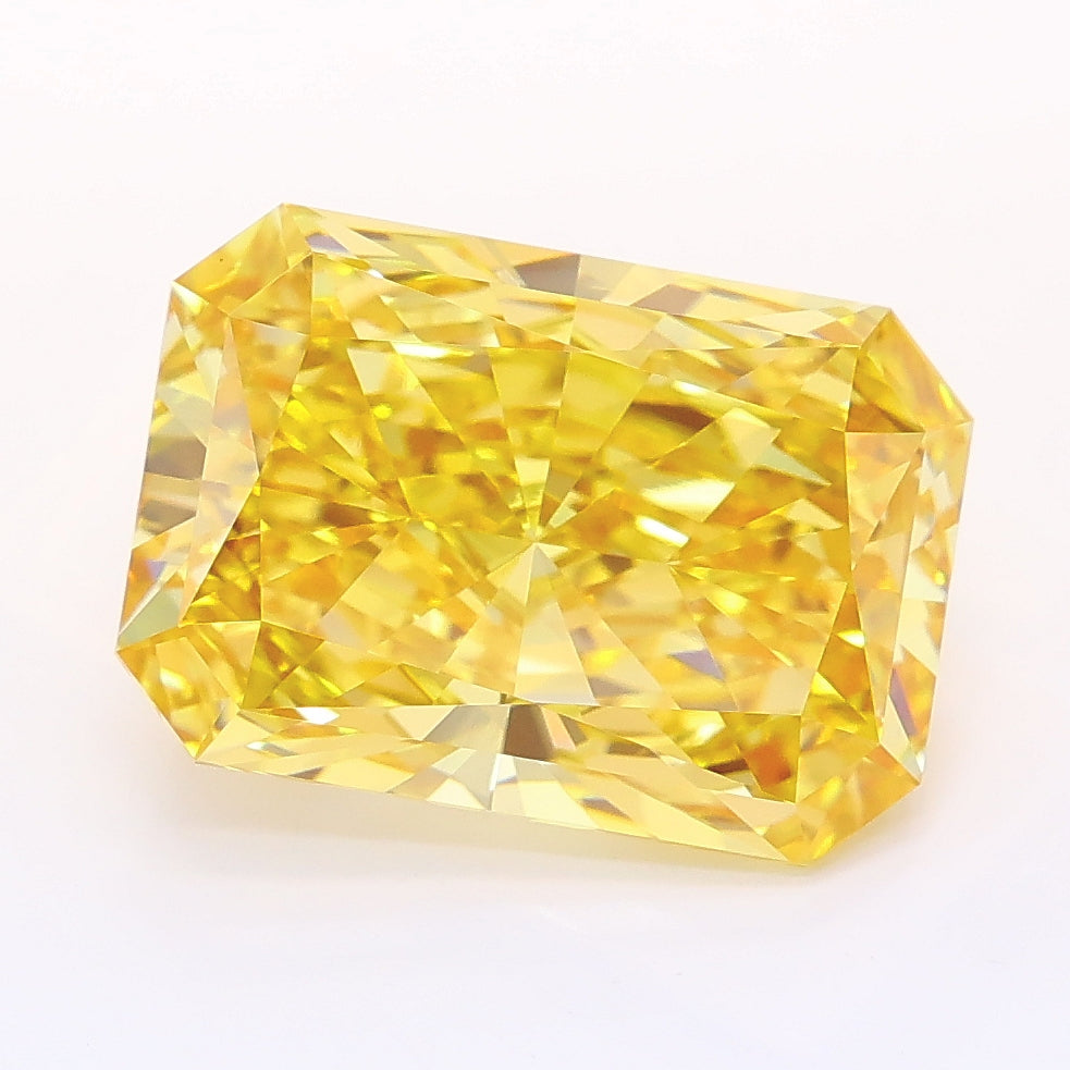 4.78 carat fancy intense yellow radiant lab grown diamond VVS2 clarity