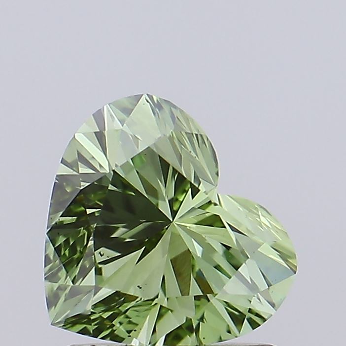 0.90 carat fancy vivid green heart lab grown diamond VS2 clarity
