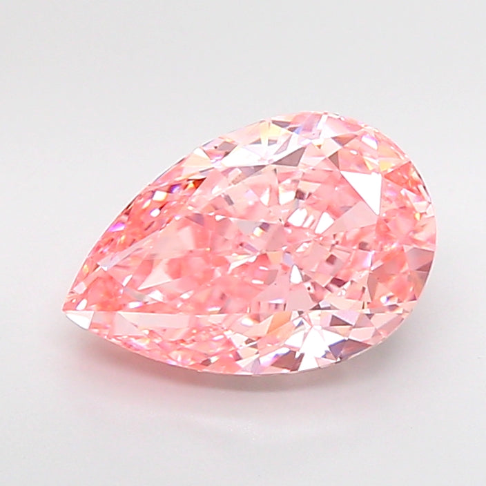 4.02 carat fancy vivid pink pear lab grown diamond VS1 clarity