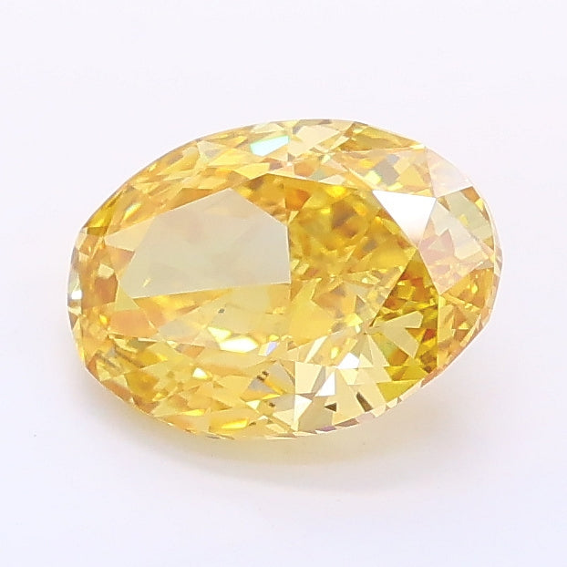 1.23 carat fancy vivid brownish yellow oval lab grown diamond VS1 clarity
