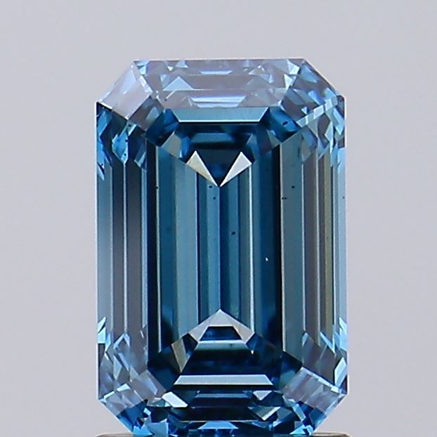 1.51 carat fancy vivid blue emerald lab grown diamond VS2 clarity