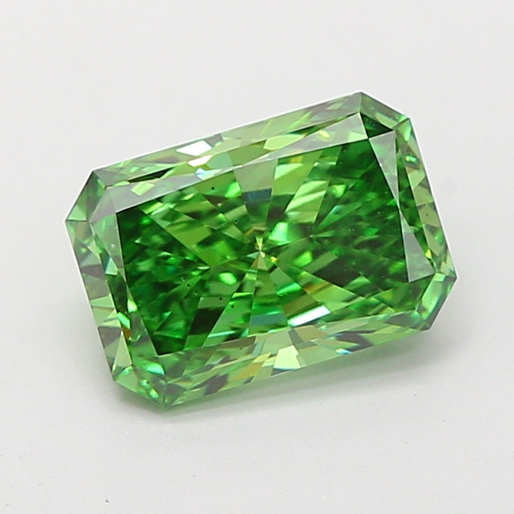 2.06 carat fancy vivid green radiant lab grown diamond VS2 clarity