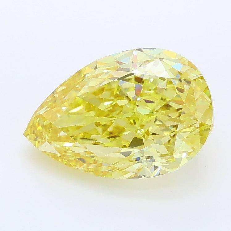 2.10 carat fancy intense yellow pear lab grown diamond VS1 clarity