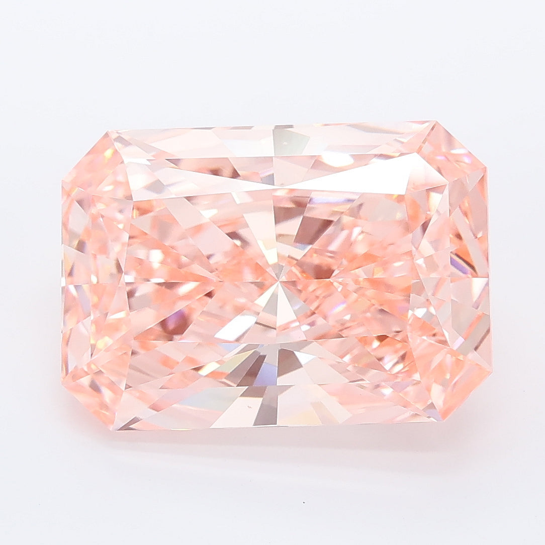 6.93 carat fancy vivid pink radiant lab grown diamond VS1 clarity
