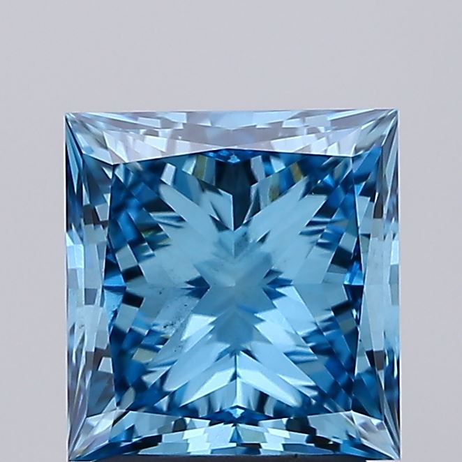 2.01 carat fancy vivid blue princess lab grown diamond VS2 clarity