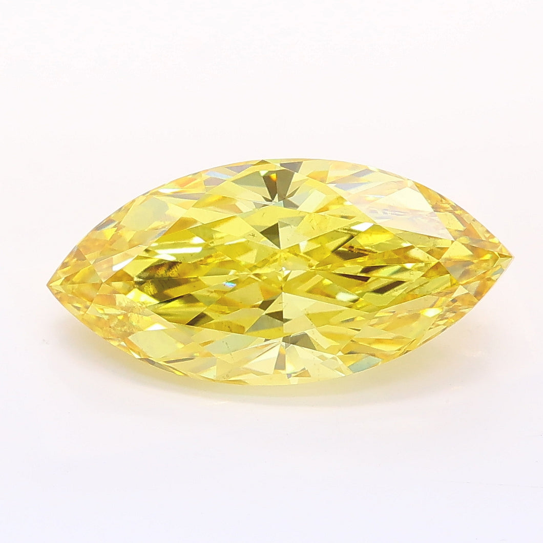 3.50 carat fancy intense yellow marquise lab grown diamond SI1 clarity