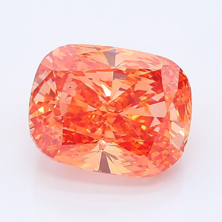 2.50 carat fancy vivid brownish orange cushion lab grown diamond VS1 clarity