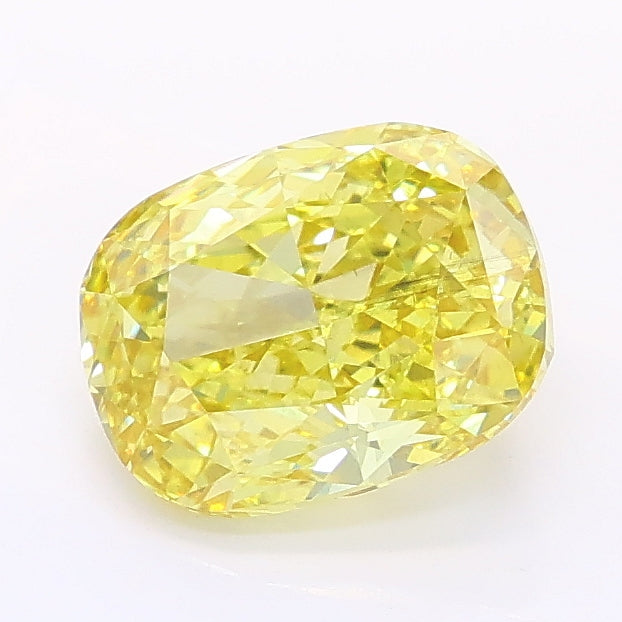 1.56 carat fancy vivid yellow cushion lab grown diamond SI1 clarity