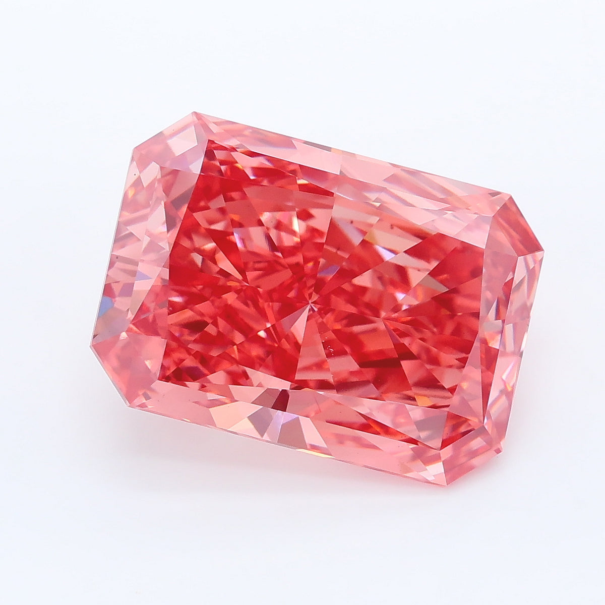 7.05 carat fancy vivid brownish pink radiant lab grown diamond VS2 clarity