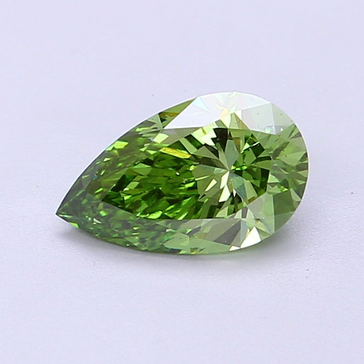 0.95 carat fancy vivid green pear lab grown diamond VS2 clarity
