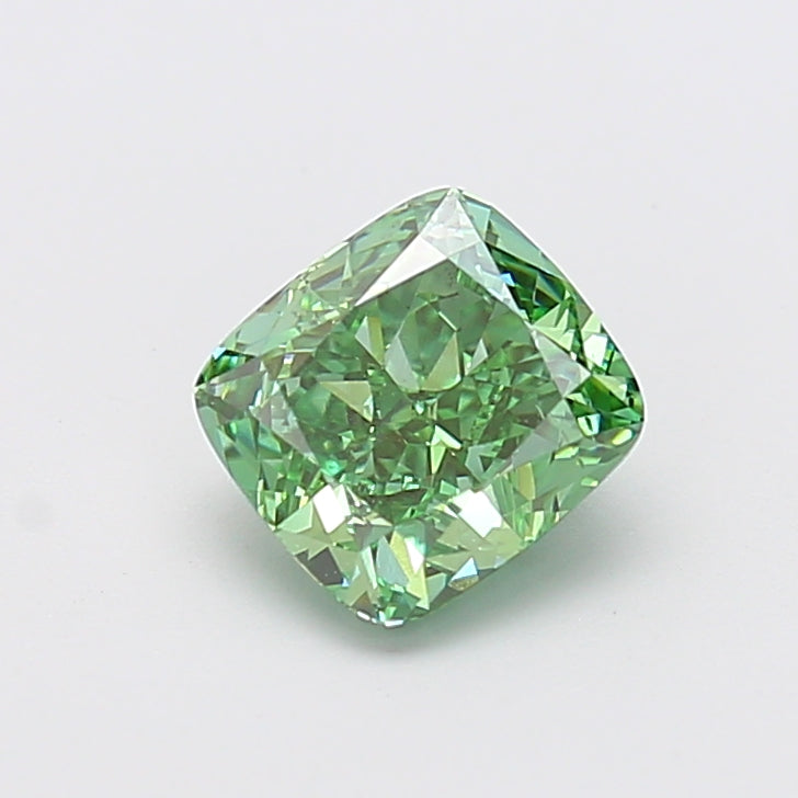 2.01 carat fancy vivid green cushion lab grown diamond VS2 clarity