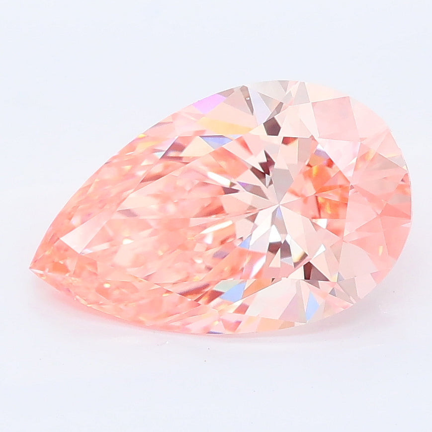 3.08 carat fancy vivid pink pear lab grown diamond VVS2 clarity
