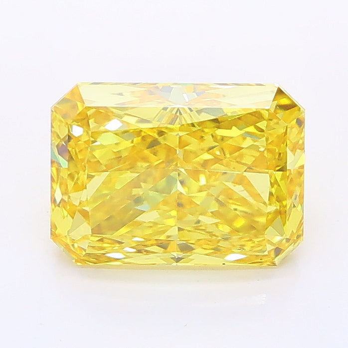 2.09 carat fancy vivid yellow radiant lab grown diamond VS1 clarity