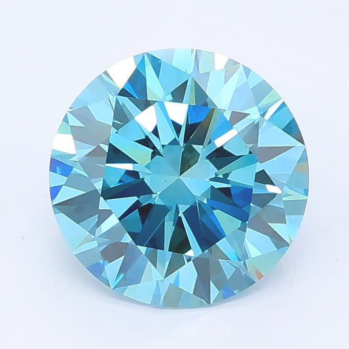 2.01 carat fancy vivid blue round lab grown diamond VS1 clarity