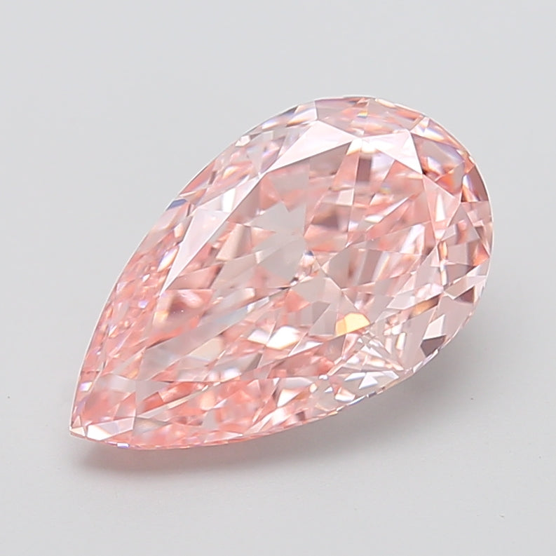 5.01 carat fancy vivid pink pear lab grown diamond VVS2 clarity