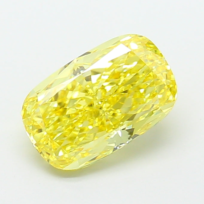 4.10 carat fancy vivid yellow cushion lab grown diamond VS1 clarity
