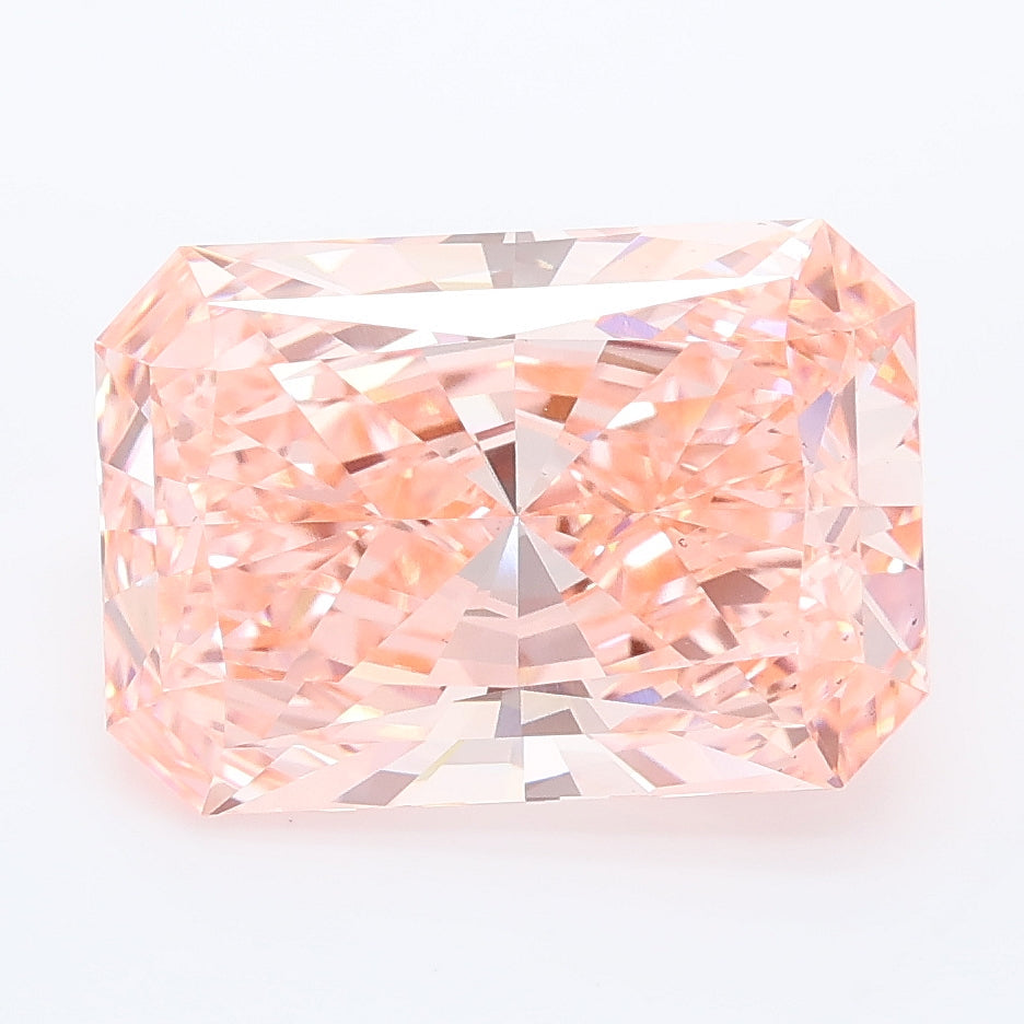 4.57 carat fancy vivid pink radiant lab grown diamond VS1 clarity