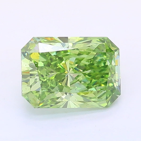 0.99 carat fancy intense yellow green radiant lab grown diamond SI1 clarity